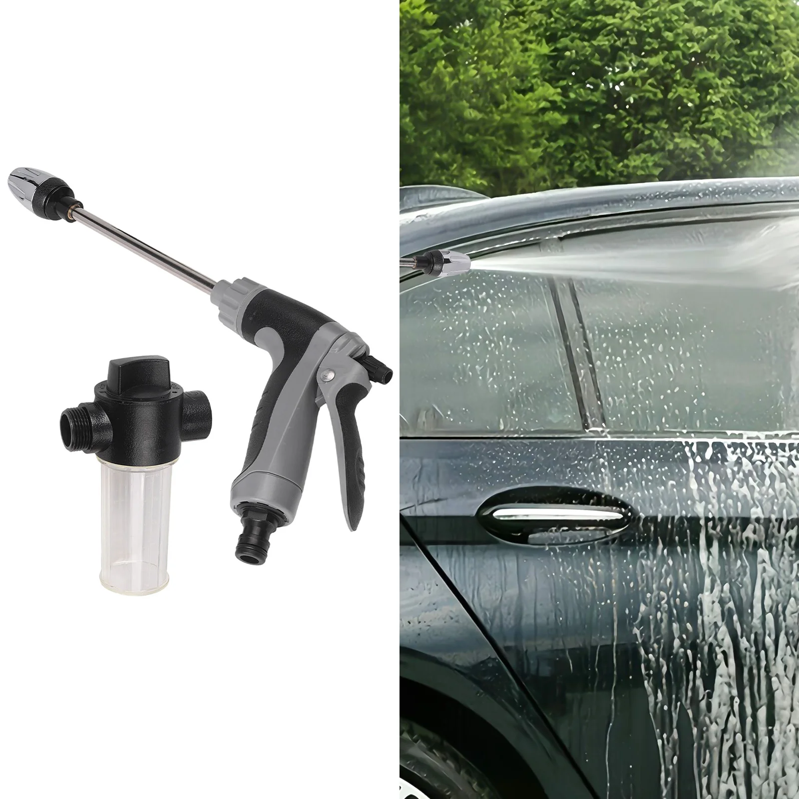 For Car Wash Hose Nozzle with 7 Spray Modes for Lawn Watering Garden Cleaning Driveway Rinsing and Outdoor Task Versatility