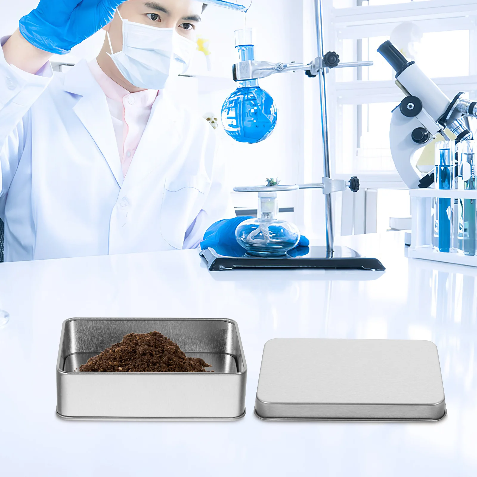 

4 Pcs Soil Sample Box Jars Garbage Can Vials Tinplate Pots with Lids Laboratory Supplies Containers