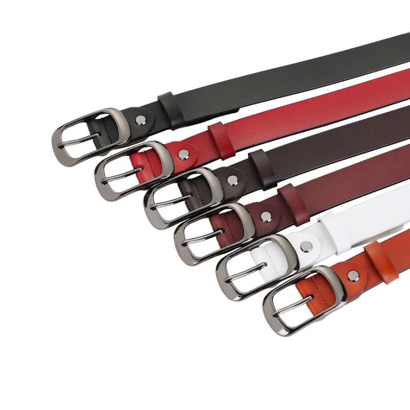 حزام جلد طبيعي فاخر للنساء، تصميم بإبزيم بلون سادة عالي الجودة، أحزمة خصر جينز متعددة الاستخدامات