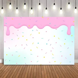 Sprinkle Backdrop Ice cream Princess Happy Birthday Party Banner Donut Grow Up Bright Confetti Background Photocall Props