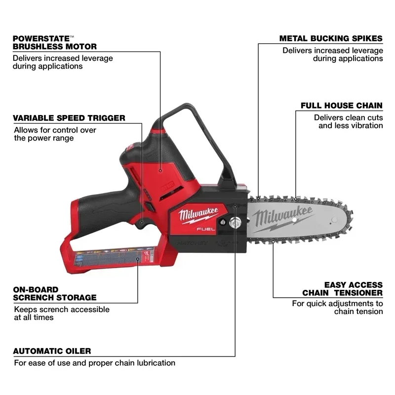 Milwaukee M12 FHS/2527-20 Sierra de podar M12 combustible™Hacha™MILWAUKEE-Sierra de podar sin escobillas, herramienta eléctrica de 12V, 152MM, M12FHS-0