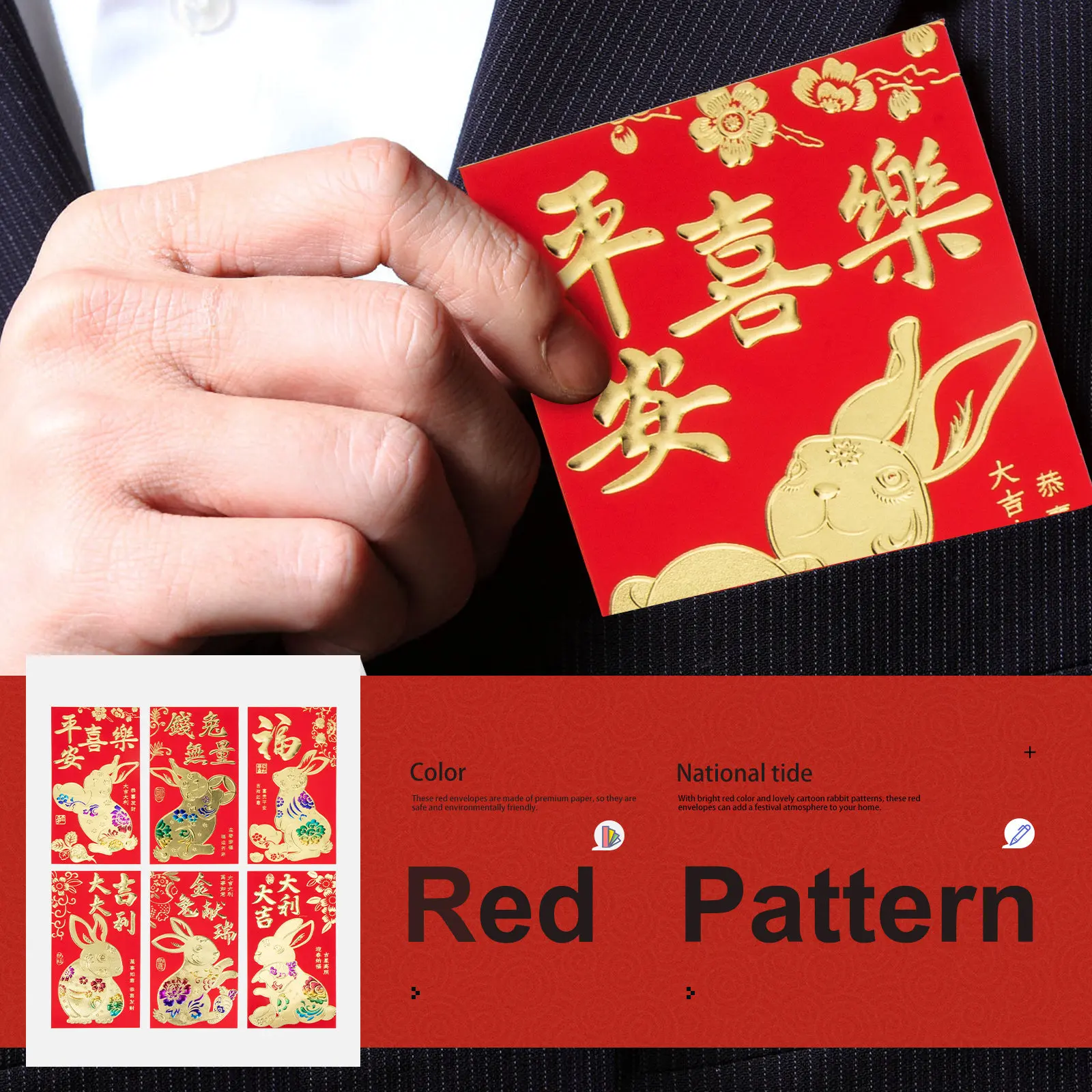 

30 Pcs Chinese New Year Money Pocket Envelope Cartoon Red Envelopes Lucky Bag Style