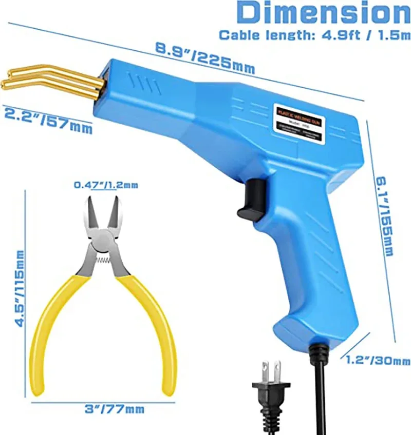 Pistola per saldatura con graffette in plastica cucitrice termica macchina per la riparazione del PVC strumento per la riparazione del paraurti