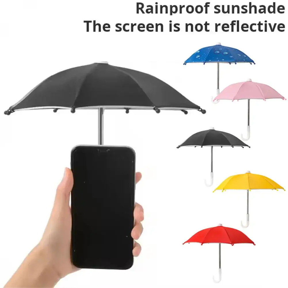 

New Mini Motorcycle Bicycle Mobile Phone Holder Sun Bracket Umbrella Parasol Portable Shade Color Locomotive Waterproof Rid O2I2