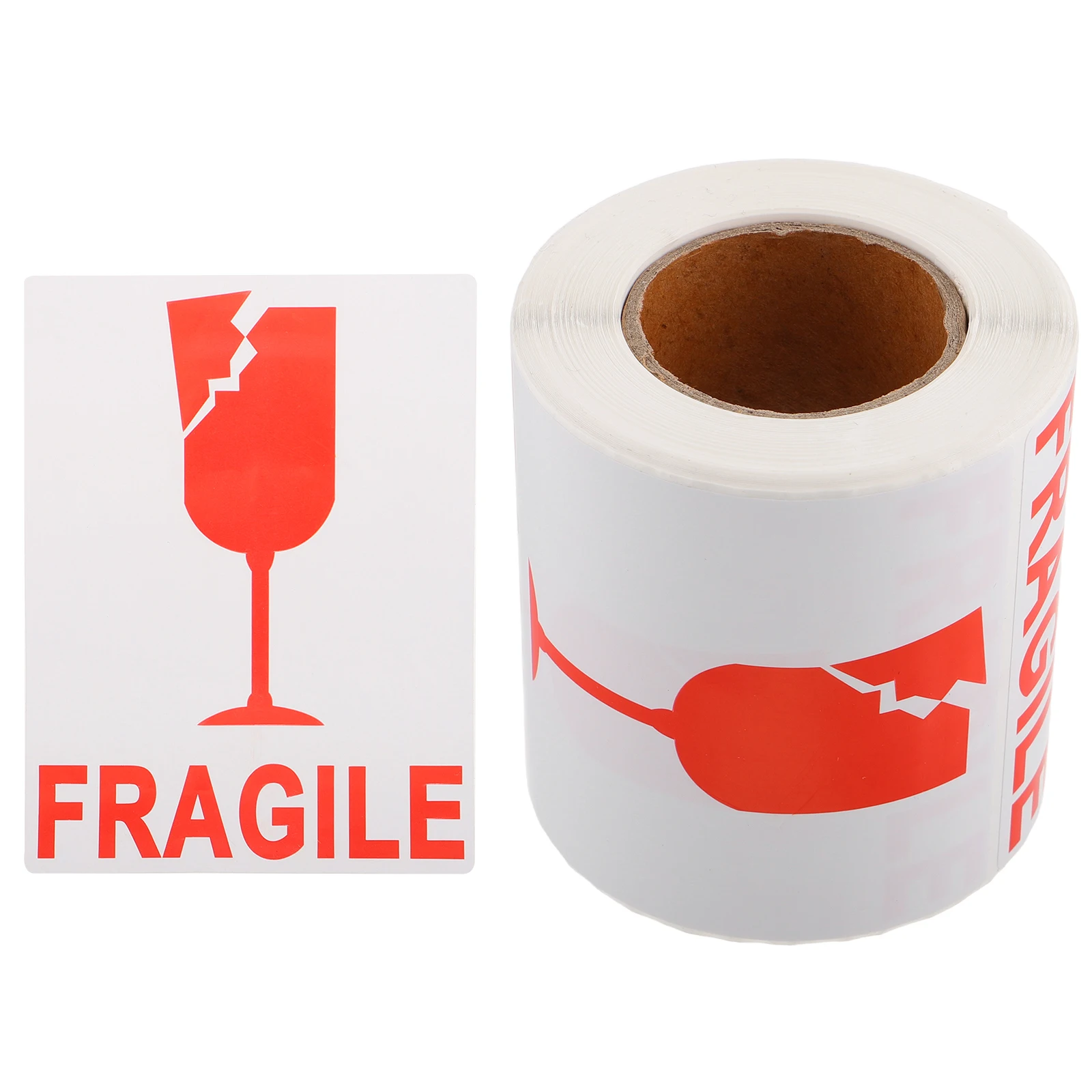 1 Roll Red Warning Stickers Fragile Packaging Handle With Care Adhesive Labels Shipping Moving Glass Box Copperplate