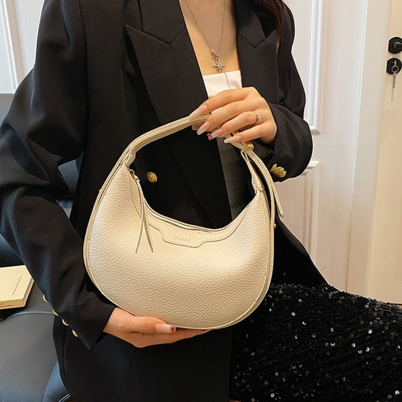 

Women Shoulder Bag Female Handbag Tote Large Capacity Fashion Solid Color Single Half Moon Dumpling Shape Bags