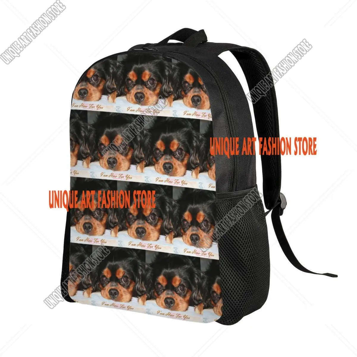 حقيبة ظهر The Cavalier King Charles Spaniel Puppy للنساء والرجال مقاومة للماء للمدرسة والكلية وحقيبة الكلاب المطبوعة وحقائب الكتب