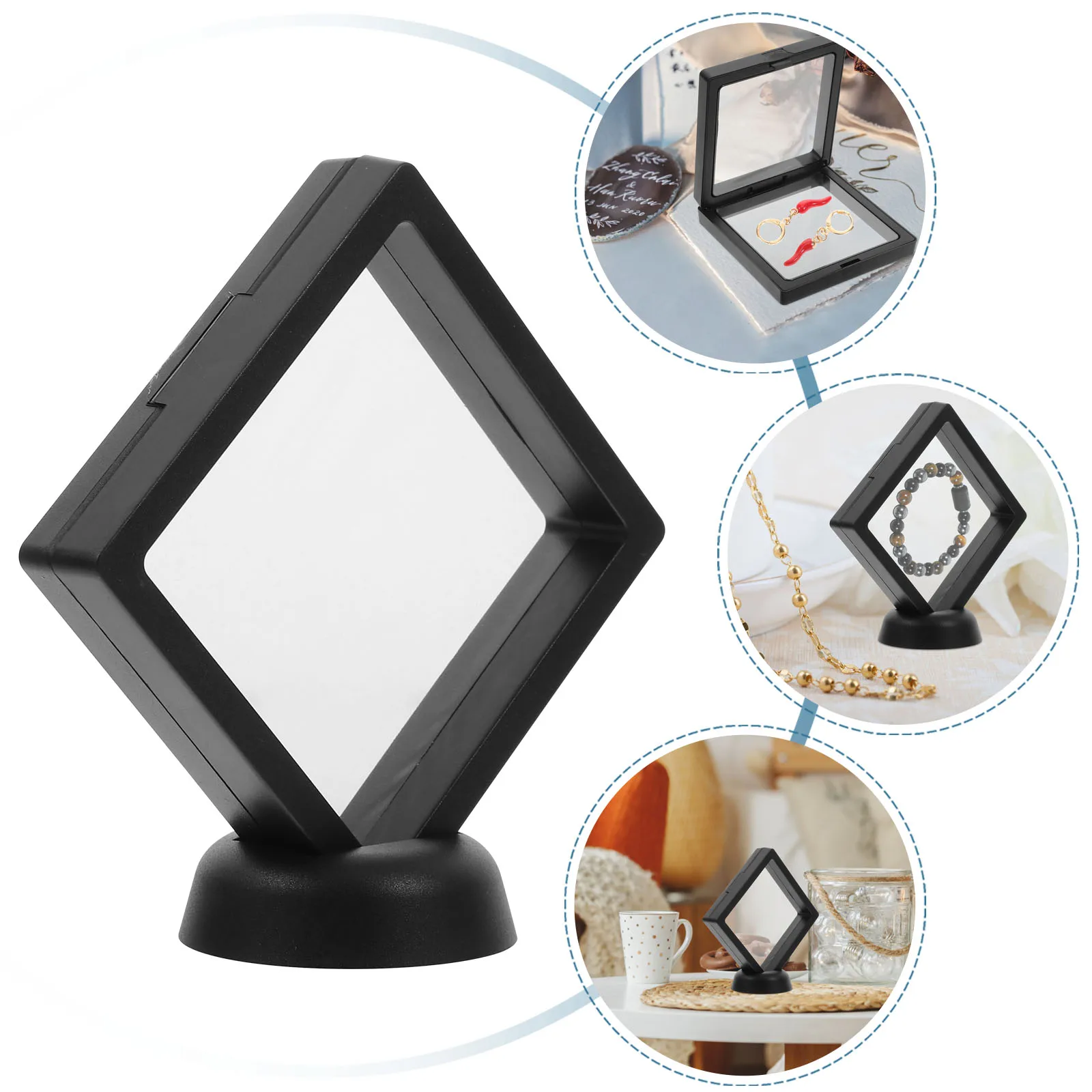 

3D Floating Frame Transparent Display Case 9X9Cm Black For Jewelry Coin Medal Stamp 3D Display Box Shadow Box Show Case Home