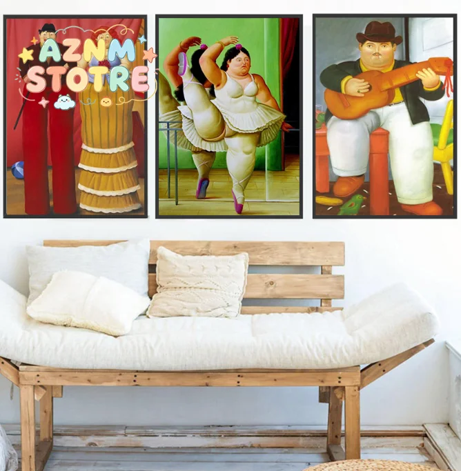 Fernando Botero Famous Figure Poster Abstract Cartoon Funny Dancer Canvas Painting Nordic Wall Art Picture for Living Room De