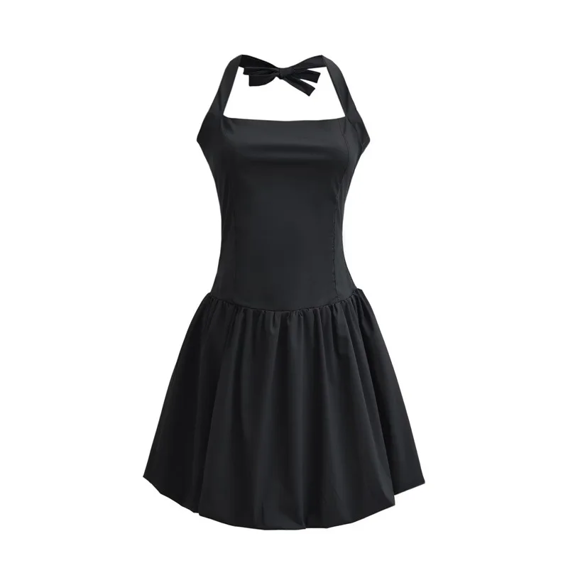 Ropa de mujer europea y americana nuevo vestido de cuello esponjoso estilo Hepburn Falda corta dulce