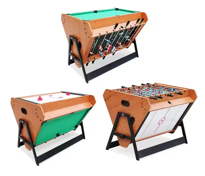 

3-in-1 Sports Rotating Multi Game Table Custom Size Indoor Air Hockey Football Pool Snooker Rubber MDF Cushions PVC