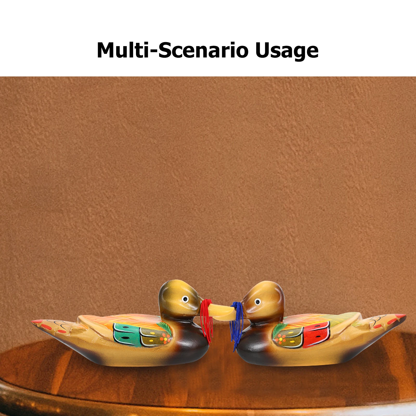 

2pcs Wooden Ducks Decor Colorful Hand-Painted Bedroom Living Room Garden Ornament Statue Home Miniature Models