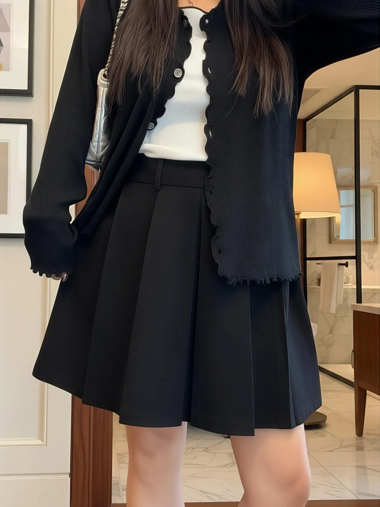 

Юбка-трапеция плиссе в корейском стиле, модная, с завышенной талией, из полиэстера, короткая, для полных женщин