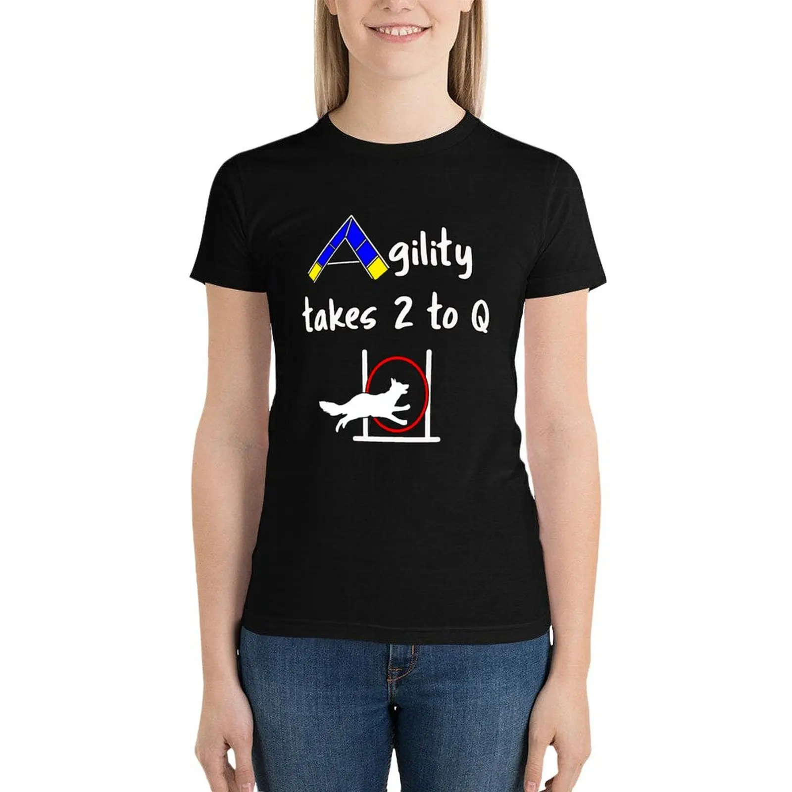 

Dog Agility - takes 2 to Q T-Shirt plus size tops shirts graphic tees t-shirts for Women graphic tees funny