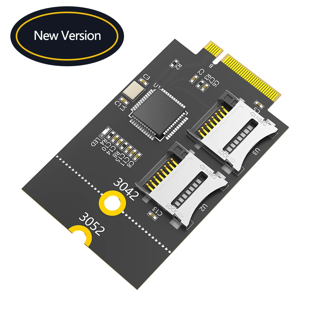 

Dual TF Card To M.2 NGFF Key B Adapter Board Support M2 SSD 3042 3052 USB Bus New Version M2 NGFF TF Card Controller