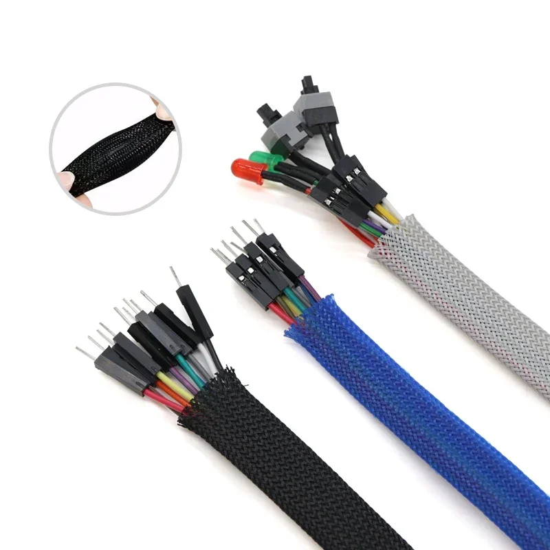 

1~50M PET Expandable Cable Sleeve 35mm Tight Braided High Density Insulated Line Protect Wire Wrap Gland Sheath Braid For Wires