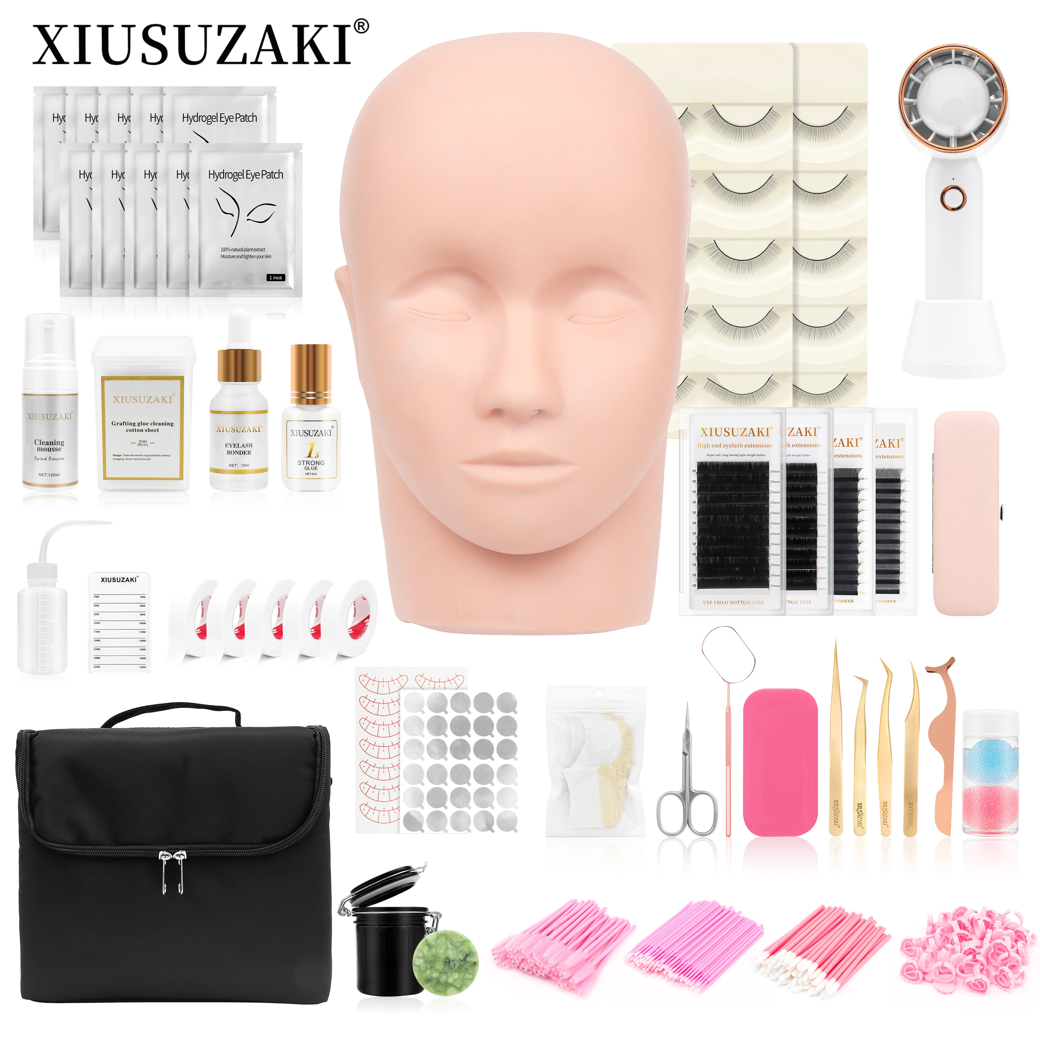 

XIUSUZAKI False Eyelash Extension Kit Set for Beginner Practice Kit Supplies Lash Accessories Makeup Set