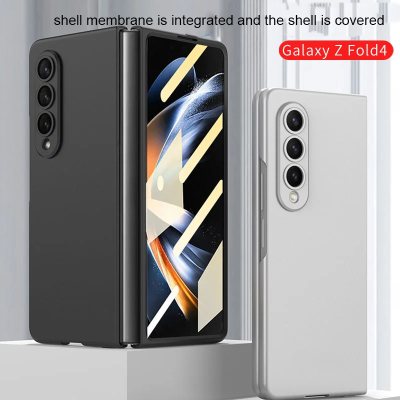 Suitable For Galaxy Z Fold 3 4 Ultra-thin Foldable Mobile Phone Case Full Glass Screen Cover Full HD Screen Magnetic Frosted