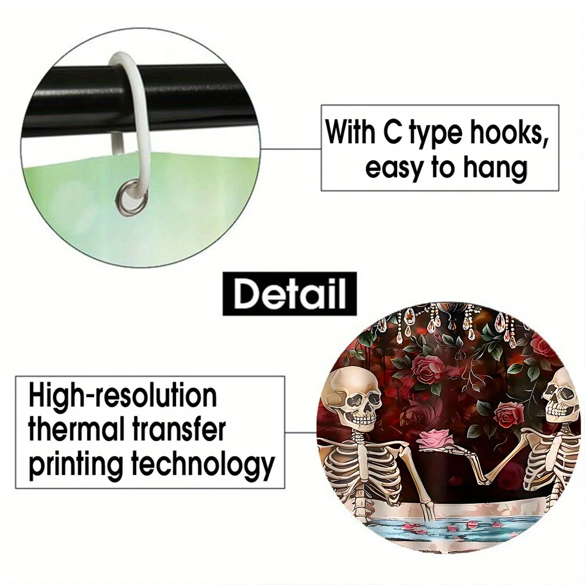 Funny Skeleton Rose Bathroom Rugs 3 Pieces Set, Gothic Skeleton Spa Get Naked Slogan Dark Floral Pattern Non‑Slip Bath Mat U‑Shaped Rug Toilet Cover, Home Bathroom Decor Gift