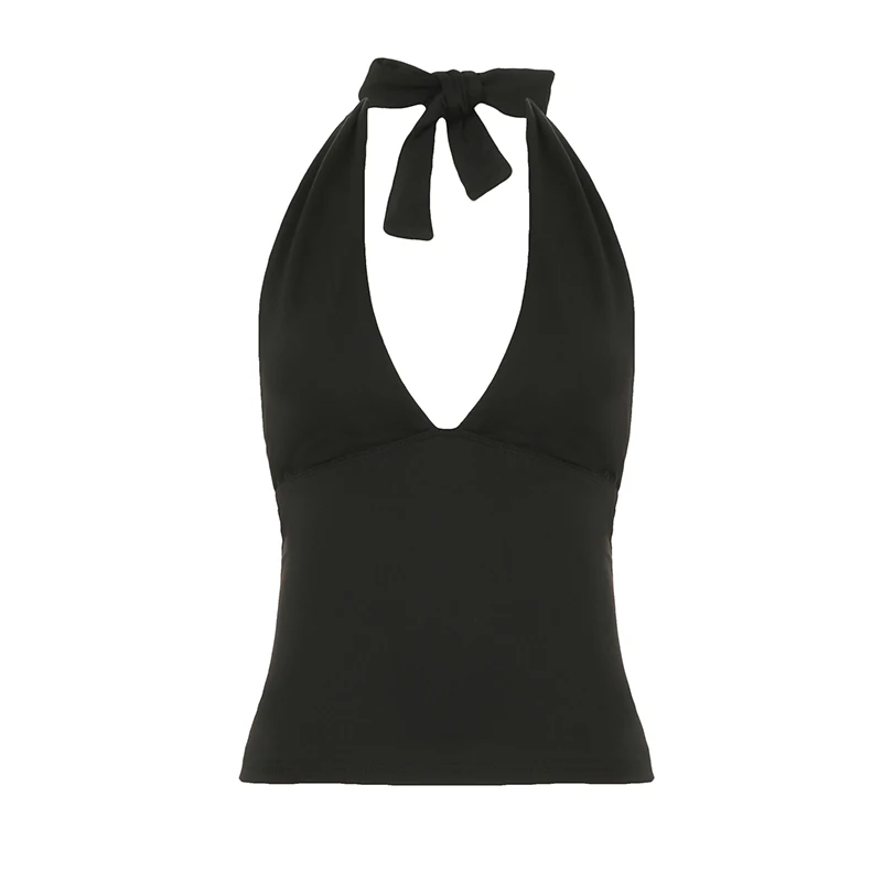 Simple Basic V-Neck Sexy Women Halter Tanks Summer All-Match Fashion Slim Fit Blouses Chic Trendy New image 5