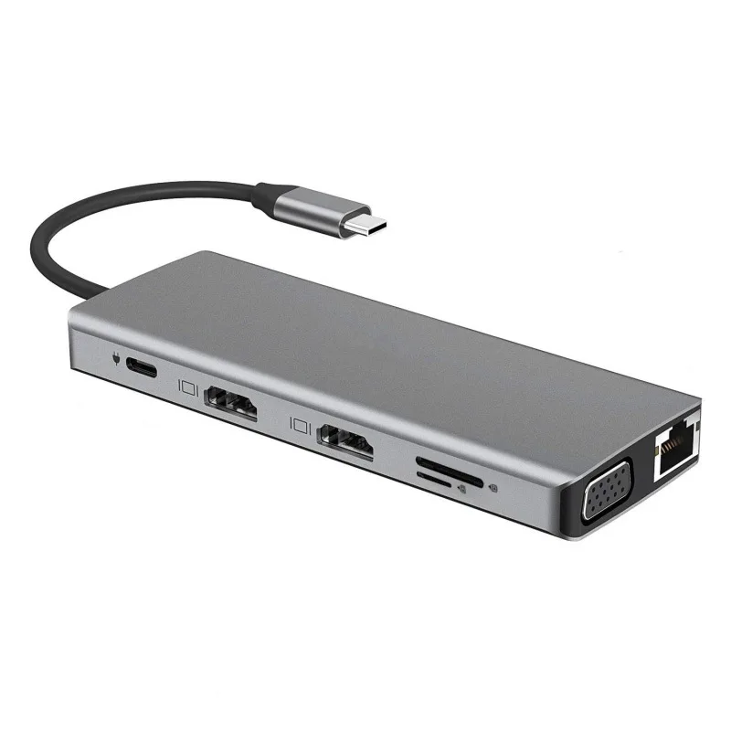 

Док-станция типа C в двойной HDMI VGA с одинаковым экраном 12-в-1, конвертер для ноутбука MacBook, USB-концентратор