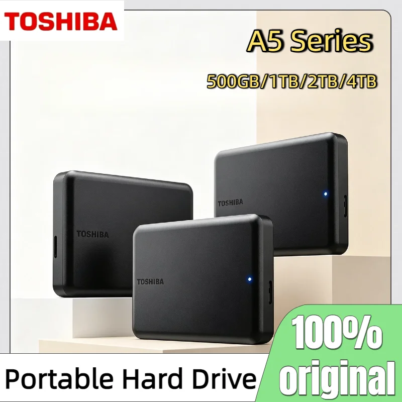 Toshiba A5 Series Small Black Portable Hard Drive 500GB 1TB 2TB 4TB USB 3.2 Gen1 High Speed Compatible Pro Max With Mac