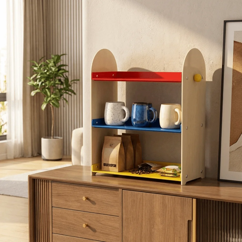Dopamine 3 Layers Desktop Storage Rack Large Capacity Plastic Tea Bag Storage Rack Removable Mug Holder Kitchenware