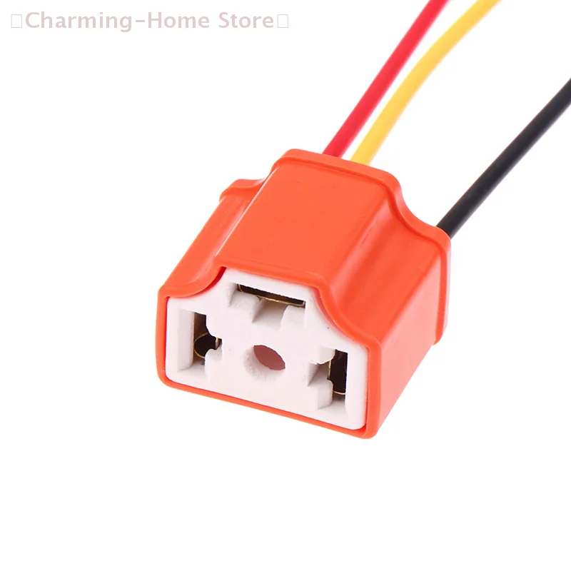 【M】2Pcs/set Car H4 3-hole Ceramic Bulb Socket Copper Wire Wiring Bulb Plug Car Headlight Bulb Lampholder Light Beam Socket Plug
