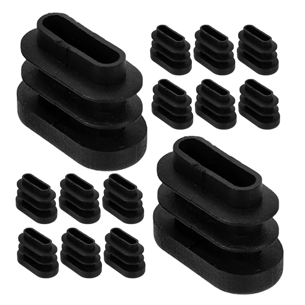 30Pcs Oval Plastic Chair Table Leg Caps Black Pe Material Floor Scratch Guard for Patio Furniture Folding Chairs Table Leg