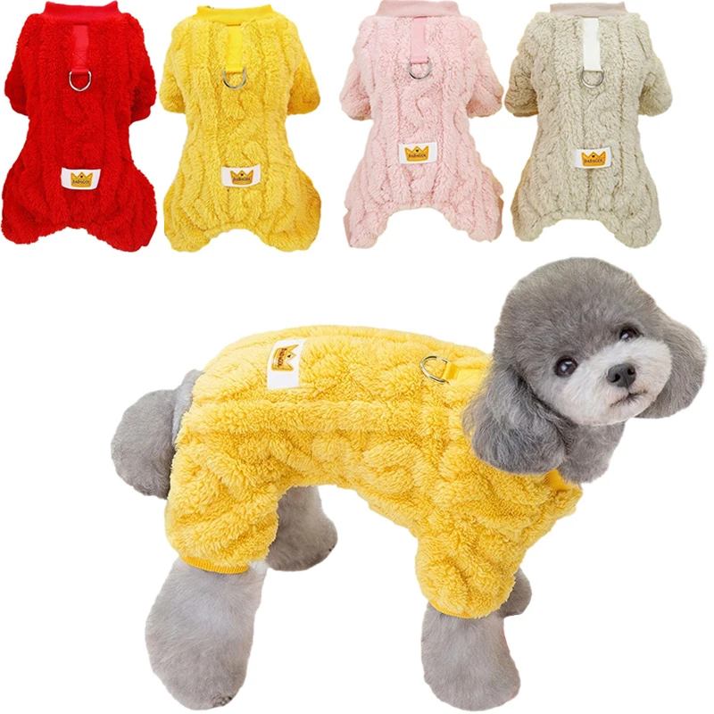 Warm Coral Fleece Pet Overalls Winter Puppy Pajamas Dogs Jumpsuit for Small Dog Cats Clothes Chihuahua French Bulldog Costumes