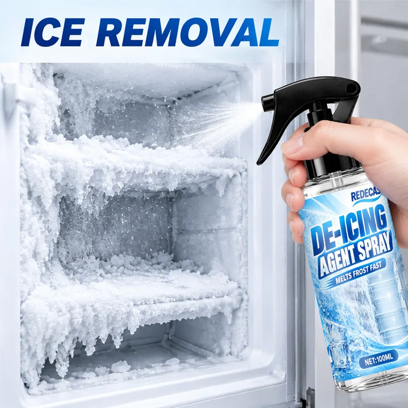 Freezer De-Icer Spray Melts Ice and Frost, Easy Defrost for Upright Fridge Chest Freezer Mini, Car Windshield De-Icing Home RV