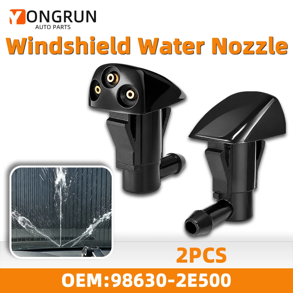 2 Stück Auto-Windschutzscheiben-Wasserdüse mit 3 Löchern, passend für Toyota Prius Corolla Highlander Hyundai Tucson KIA Sportage, 98630-2E500 – Detail 1