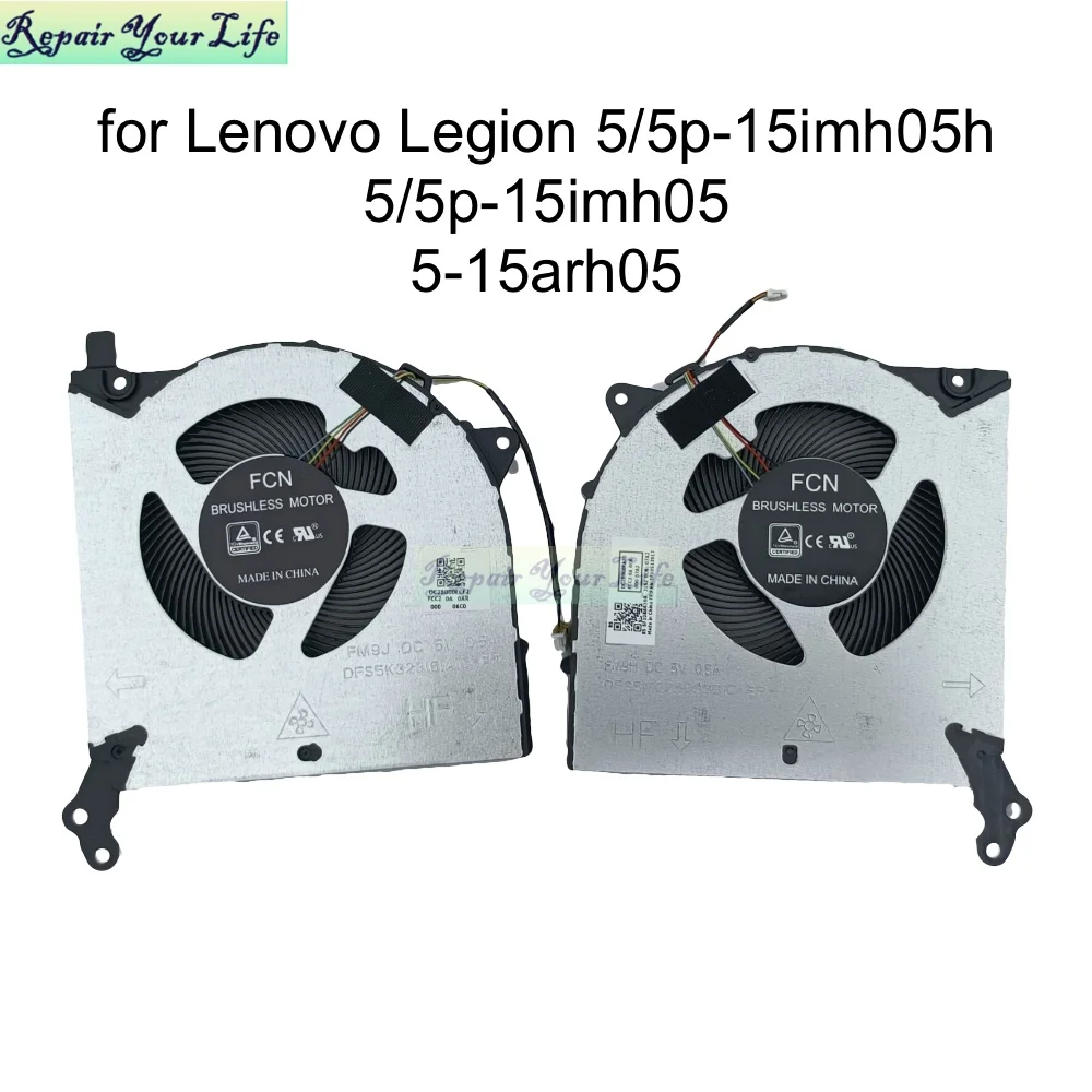 

CPU GPU Cooling Fan for Lenovo Legion 5-15IMH05 5P-15IMH05H 82AW 5-15ARH05 82B5 81Y6 Laptop Cooler Radiator 5F10S13917 FM9H FM9J