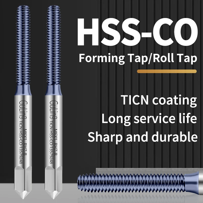 GULING 1PCS HSS-CO TICN Rivestimento Formatura Rotolo A Punta A Spirale Scanalato Rubinetto M1 M1.4 M2 M3 M4 M5 M6 M8 M10 M12 Macchina Filettatura Rubinetti
