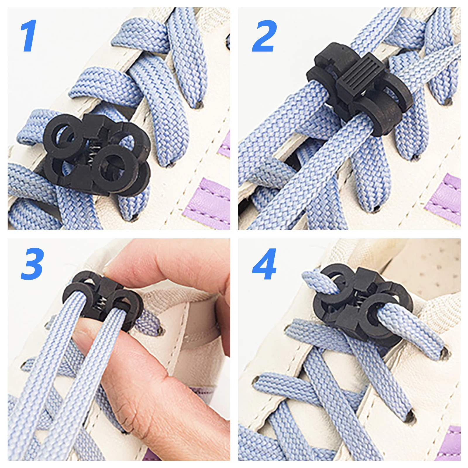 

10pcs Shoelace Locks Elastic Plastic Fastener Shoe Lace Buckle Clips Child Adult Lazy End Laces Secure Fit Durability Shoe