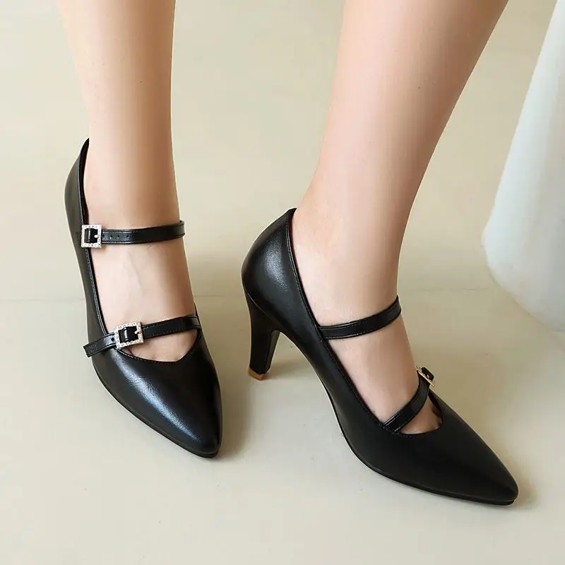 

REAVE CAT 2025 Новый дизайн Женские туфли-лодочки с острым носком на высоком каблуке 8,5 см с двойной пряжкой и ремешком 42 43 44 45 46 Сексуальные вечерние свадебные туфли
