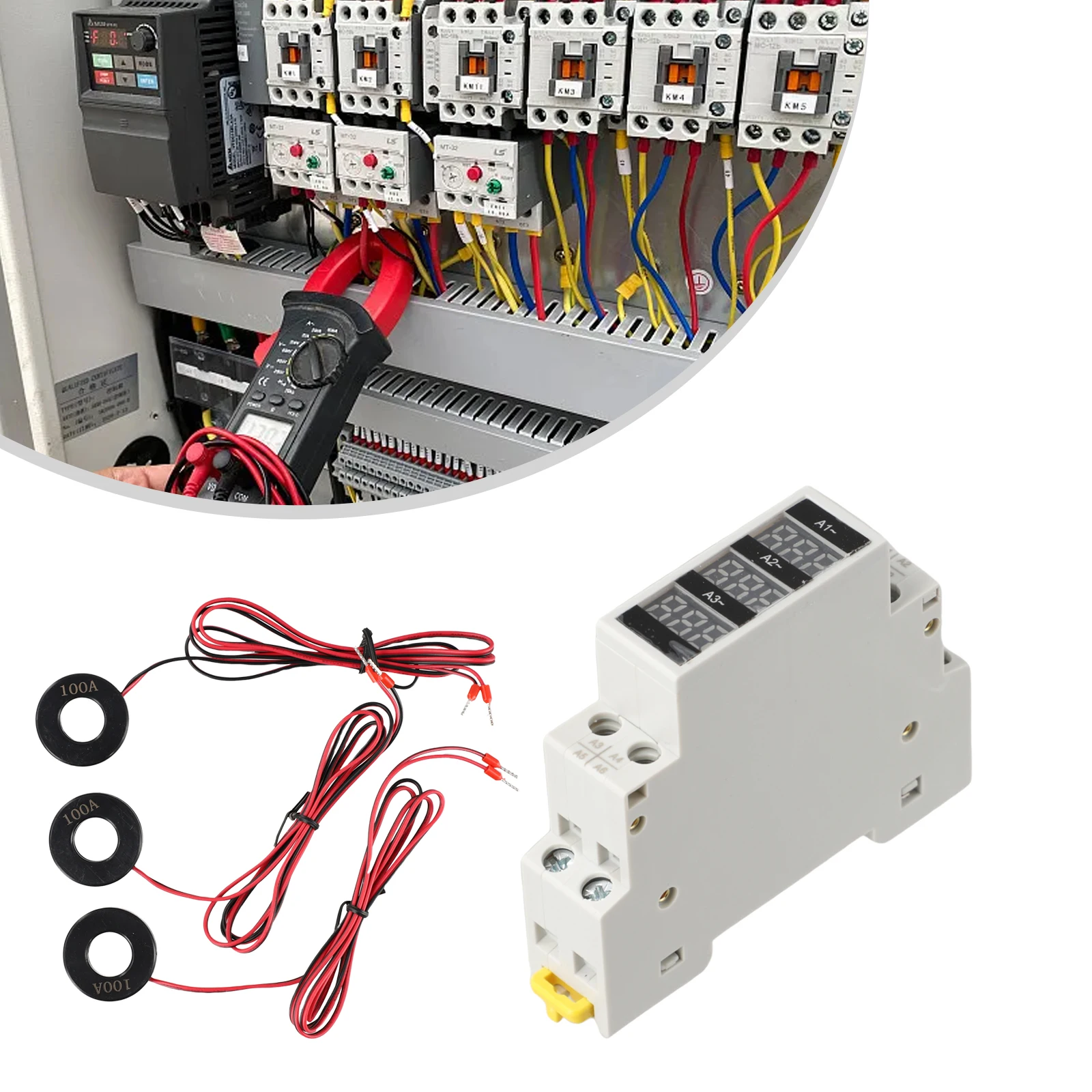 Three Phase Modular Ampere Meter BA-3R 1-100A Three-term Digital Display AC Ammeter Gauge Indicator Din 35mm Standard Guide Rail