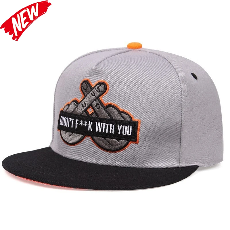 Herren-Baseballmütze mit Buchstaben-Stickerei, Mittelfinger-Kreuz mit Ihnen, Hip-Hop-Snapback-Kappen, Unisex, Sonnenschutz, Cowboyhut