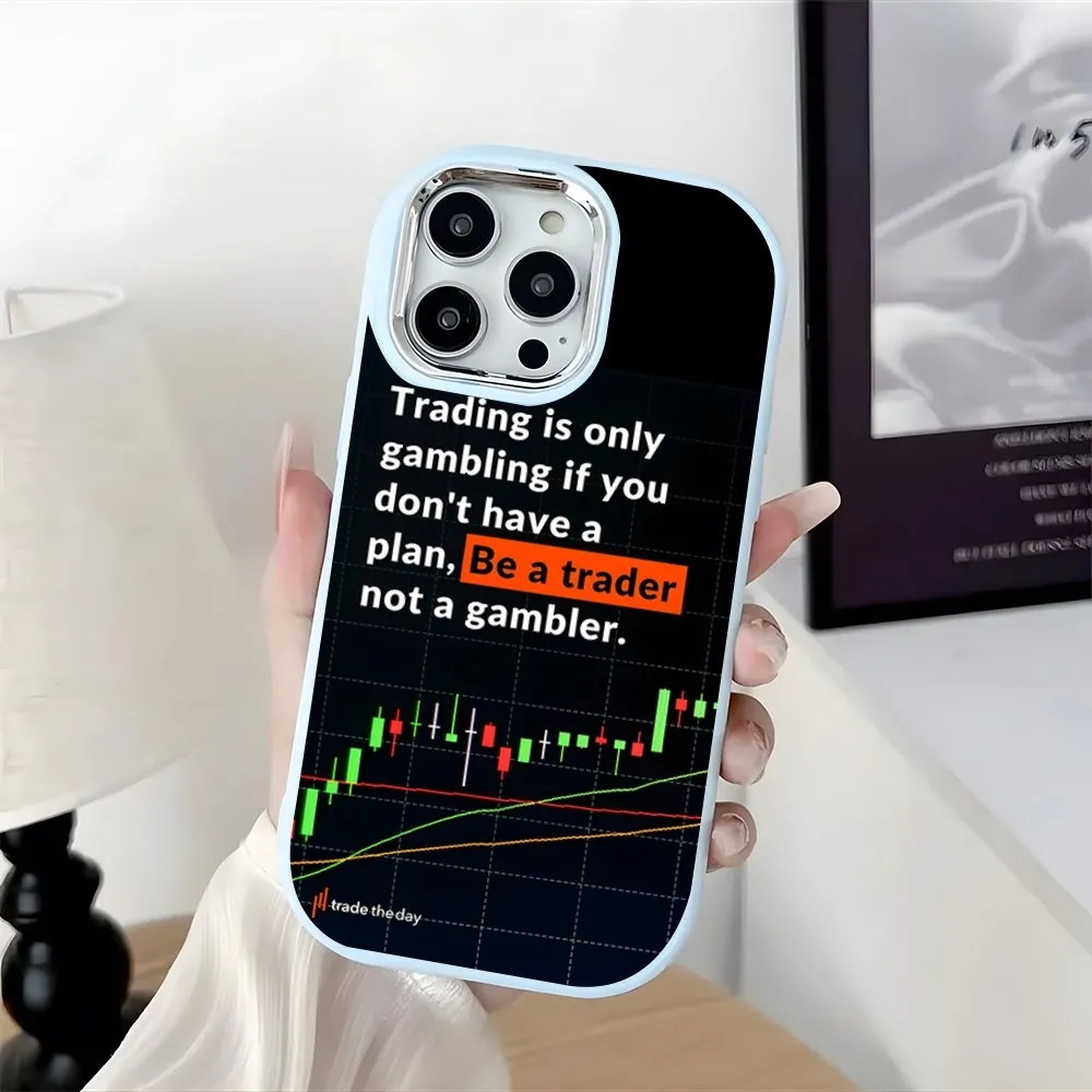 Day Trading Day Trader Trader Trading Phone Case Plating Camera Oval Soft Silicone For IPhone16 15 11 12 13 14 Pro Max Thicken C