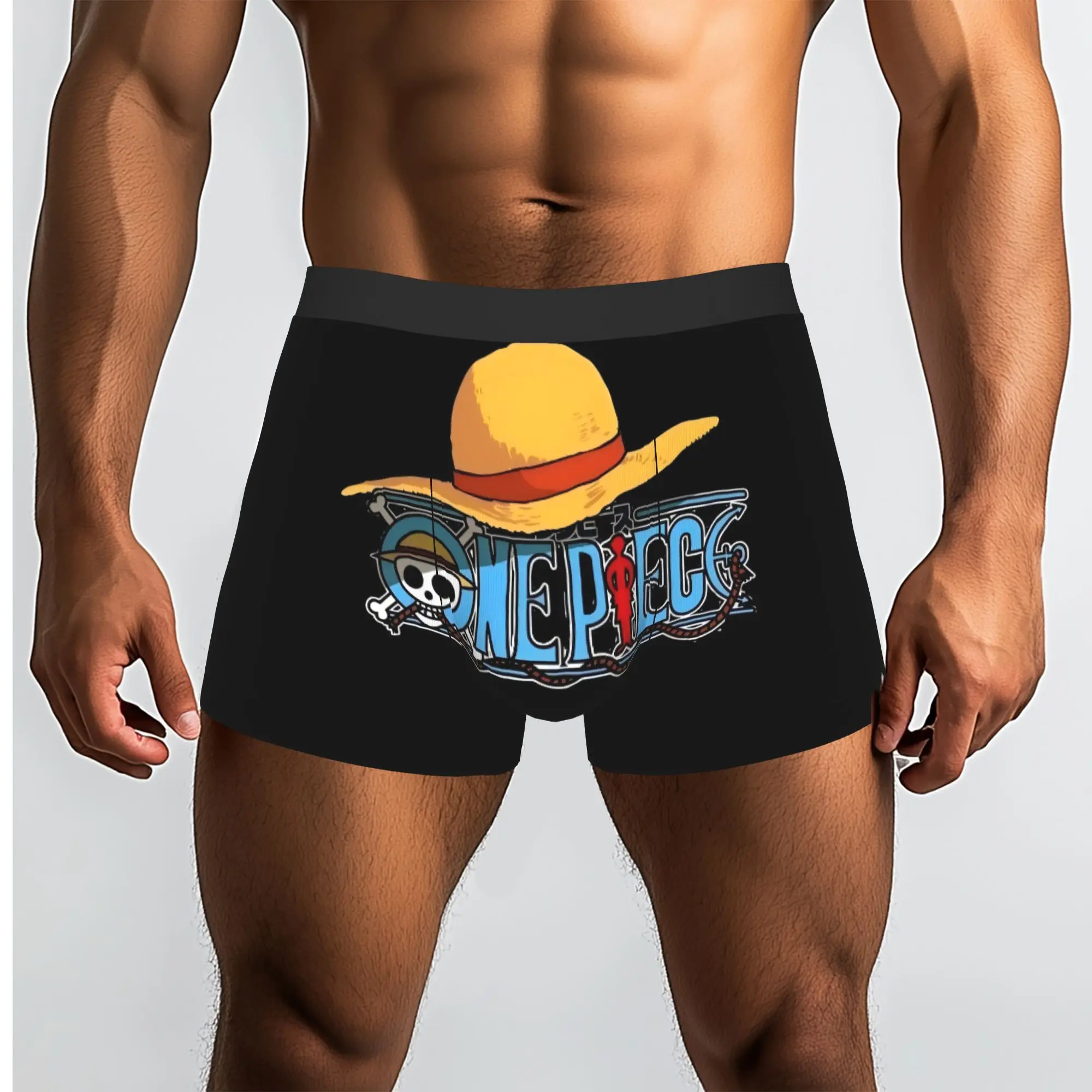 Straw Hat and One Piece Logo One Piece Underpants Breathbale Panties Man Underwear Print Shorts Boxer Briefs