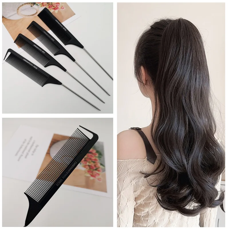 

Профессиональная черная расческа-хвостик для девочек, расческа-щетка для укладки волос, инструмент для парикмахерских и салонов красоты, расческа для стрижки волос
