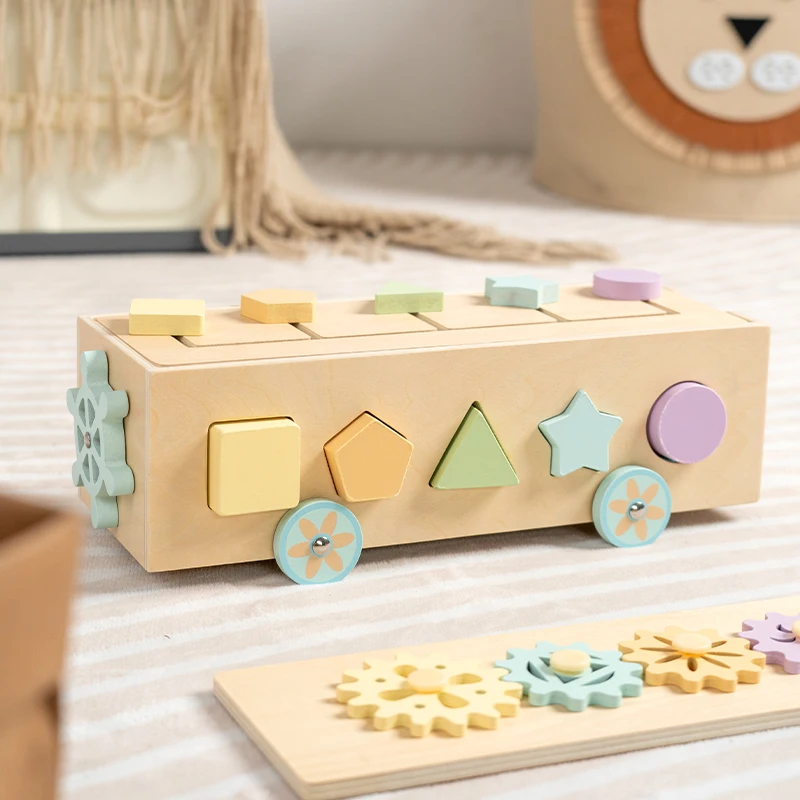 Wooden Sorting Toy Montessori Shape Sorter Color Matching Box Game Early Educational Learning Sensory Toy for Preschool Toddlers
