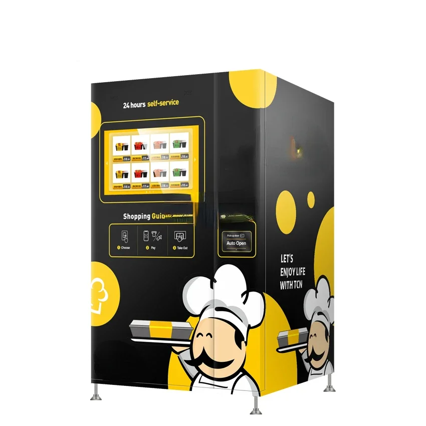 Hot Food Soup Hamburger Sandwich Pizza Vending Machine with Touch Screen Outdoor Self Service Fast Food Kiosk Stand for Sale