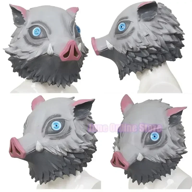 Inosuke Cosplay Anime Demon Moordenaar Kimetsu No Yaiba Hashibira Inosuke Cosplay Kostuum Varken Siliconen Masker Zwarte Sokken Sandalen