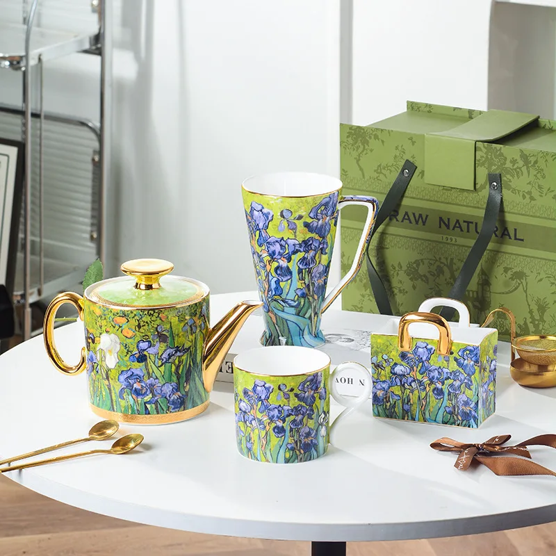 DSA natural sketch bone china coffee cup saucer iris series afternoon tea coffee set high-end souvenir