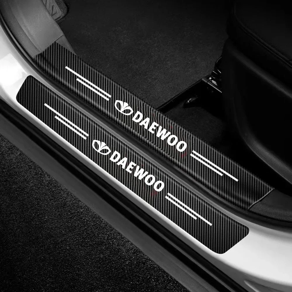 Pegatina protectora para umbral de puerta delantera de coche, calcomanías para Daewoo, Adventra, Aveo, Damas, Evanda, Gentra, Kalos, LABO, Lacetti, 4 piezas