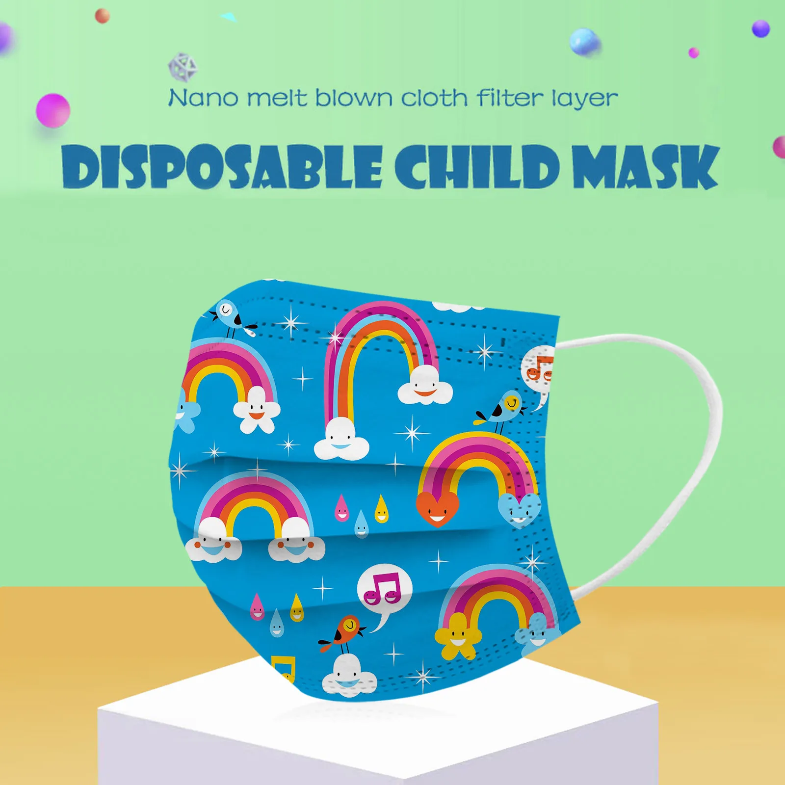 Kids Children\'s Mask Disposable Face Mask Industrial 3Ply Ear Loop 50PCS Mask Outdoor Dust-Proof Face Protective Mask Disposable