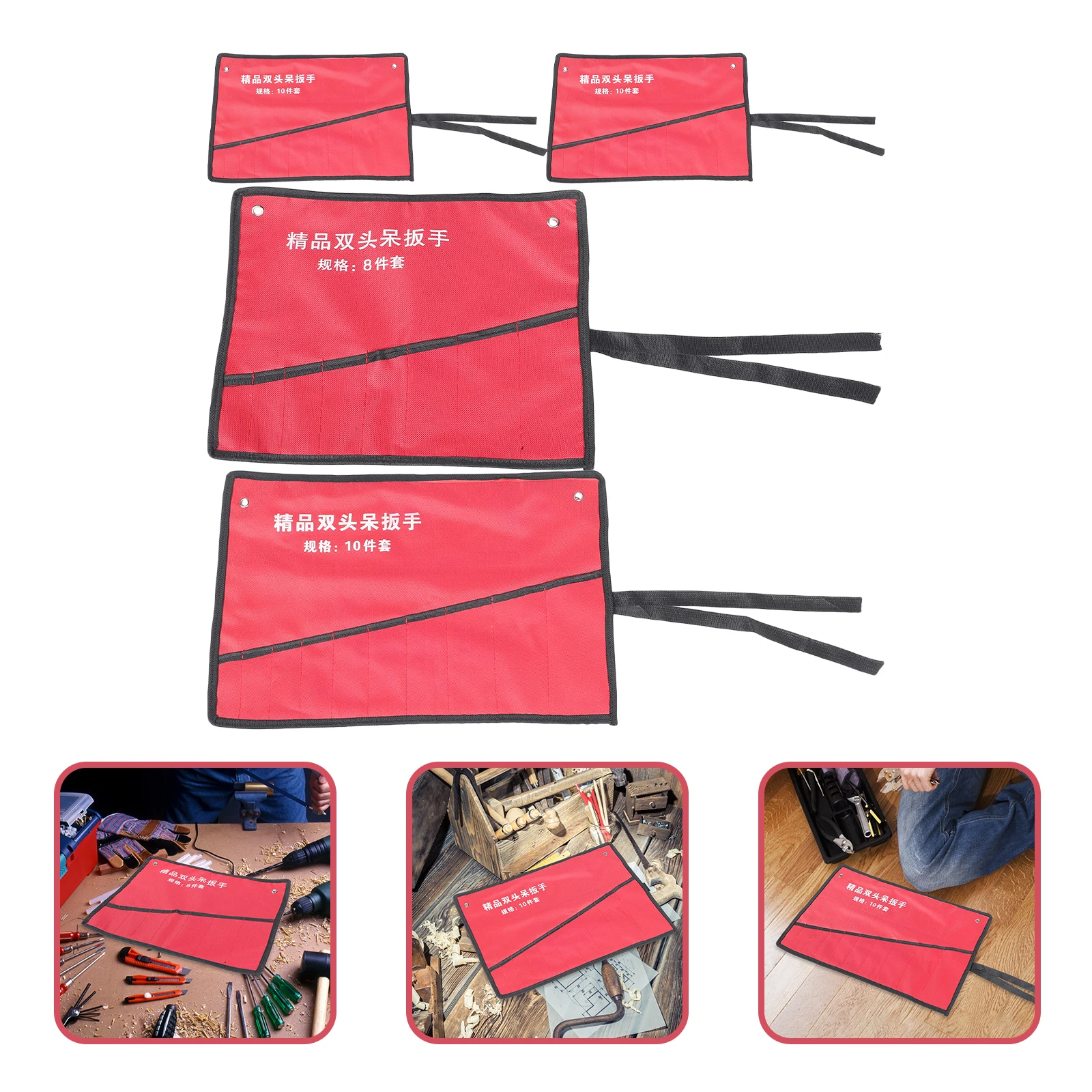 

4pcs Oxford Cloth Roll Bags Wear-Resistant Lightweight Storage Organizer For Screwdrivers Pliers Ratchets Repair Tools Tool Roll