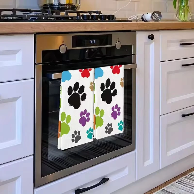 عبوة من مناشف المطبخ المطبوعة بمخالب الكلب | 40x60 سم | سوبر ماصة لينة | متعددة الاستخدامات كمنشفة الشاي وقماش الأطباق وقماش التنظيف #3