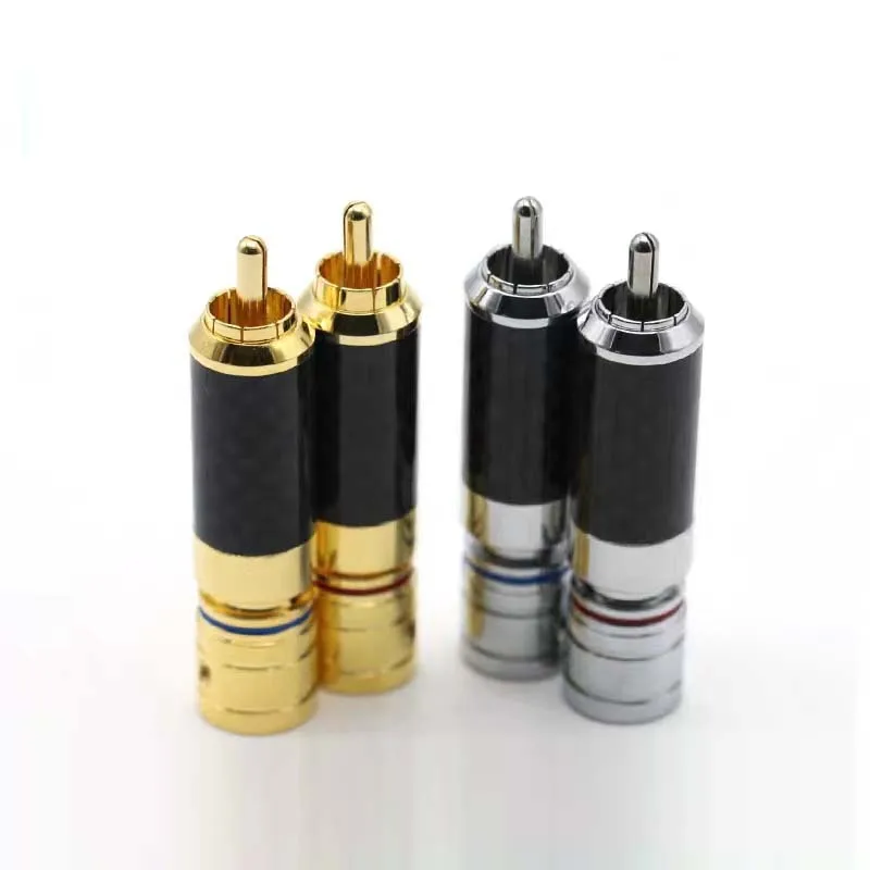 

hifi 4pcs Carbon Fiber Gold Plated RCA Plug , Speaker Cable Connector Hifi RCA Terminals Adapter